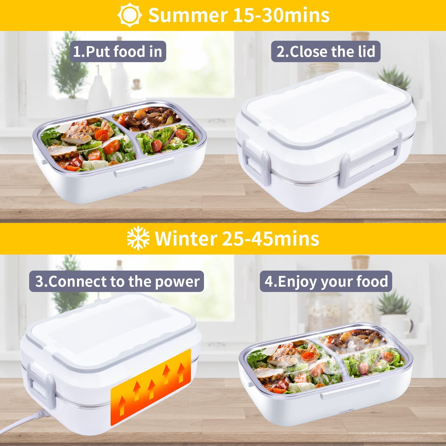 White Heated Lunch Box One Floor