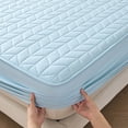 thumbnail image 6 of Quilted Waterproof Mattress Protector Cooling Ice Silk Bed Cover Breathable Zippered Encasement for Bedroom 59x78in, 6 of 8
