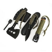 Ozark Trail 6 Piece Paracord Handle Camping Survival Tool Kit with 5 Inch Fixed Knife, 4 Inch Hatchet, 300-Lumen Flashlight and Fire Rod