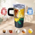 thumbnail image 6 of Sunflower 20oz Stainless Steel Tumbler with Handle and Straw – Insulated Travel Cup with Sliding Lid, 360° Full Wrap Printed Mug for Home, Outdoor & Sports Use, Foral, 6 of 6