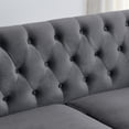thumbnail image 3 of Velvet Upholstered Chesterfield Sofa, Mid Century L-Shape Corner Sofa with Nailhead Trim, Solid Wood Frame, No Sagging, Modern Fort Sectional Sofa Couch for Living Room, Bedroom, Office, Apartment, 3 of 6