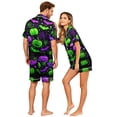 thumbnail image 4 of Festively Fun Couples Matching Halloween Pajamas Short Sleeve Button Front Shirt and Shorts Sleepwear Sets for Men and Women, 4 of 5
