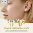 thumbnail image 6 of FindChic 14K Gold Plated Bow Earrings for Women with Hypoallergenic S925 Ear Post, Love Heart CZ April Birthstone Earring Studs Birthday Mothers Day Jewelry Gifts for Mom Wife, 6 of 9