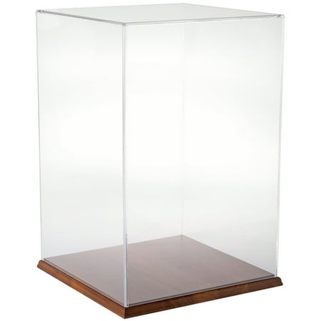 Plymor Clear Acrylic Display Case with Hardwood Base, 12" W x 12" D x 18" H