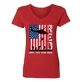 thumbnail image 2 of Wild Bobby RED Remember Everyone Deployed Until They Come Home USA Military Women Standard V-Neck Tee, 2 of 6