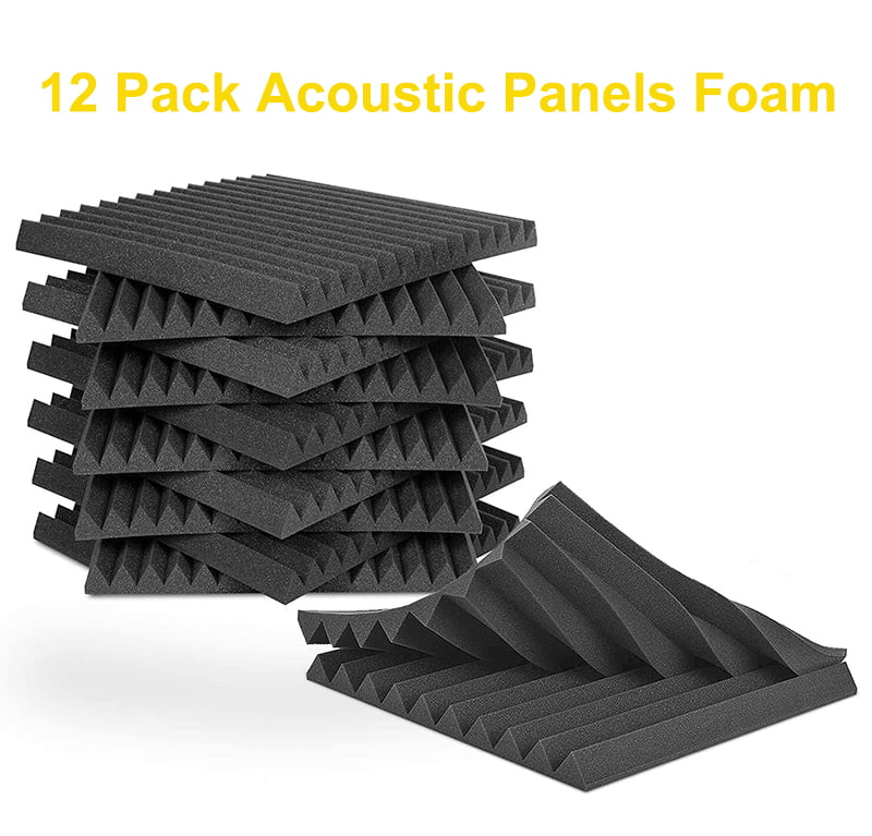 12PCS Acoustic Wall Panel Tiles Studio Sound Proofing Insulation Foam Pads Set 
