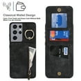 thumbnail image 3 of Mantto Wallet Case for Samsung S21 Ultra, Slim Premium Credit Card Slot, Zipper Wallet Case with Ring Holder Kickstand Leather Magnetic Flip Back Shockproof Cover for Samsung Galaxy S21 Ultra, Black, 3 of 10