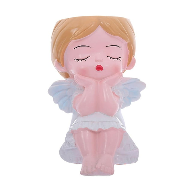 Maceta para niña, contenedor para plantas florales, suministros de arte, lindo soporte para plantas para Blanco