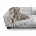 thumbnail image 2 of Dog and Cat Soft Flannel Fleece Throw Blanket, Scottish Kitten Siberian Puppy, Cozy Plush for Indoor and Outdoor Use, 50" x 60", White Warm Taupe, by Ambesonne, 2 of 5