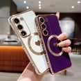 thumbnail image 5 of Magnetic Charging Case for Samsung Galaxy S23 Plus 6.6 ‘’ [ Compatible with MagSafe ] Cute Heart Plating Shockproof Soft Bumper Case with Full Camera Lens Protection for Women (Deep Purple), 5 of 11