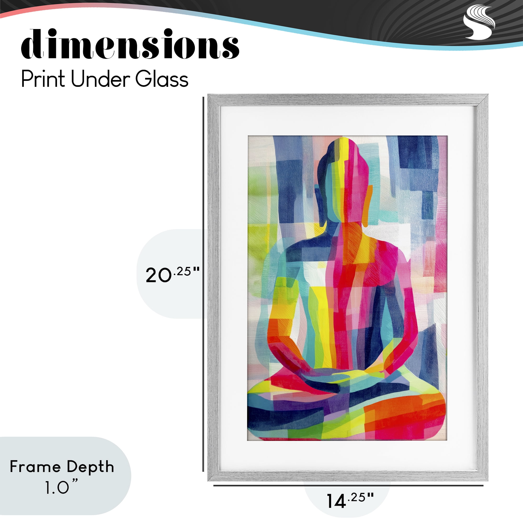 Stupell Industries Geometric Buddha In Spectrum Gray Framed Print Under Glass, design by Chromatic Storm Studio