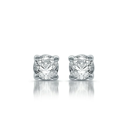 Brilliance Fine Jewelry 1/3 Carat T.W Round Diamond Sterling Silver Single Stud Earrings