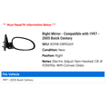 thumbnail image 2 of Right Mirror - Compatible with 1997 - 2005 Buick Century 1998 1999 2000 2001 2002 2003 2004, 2 of 2