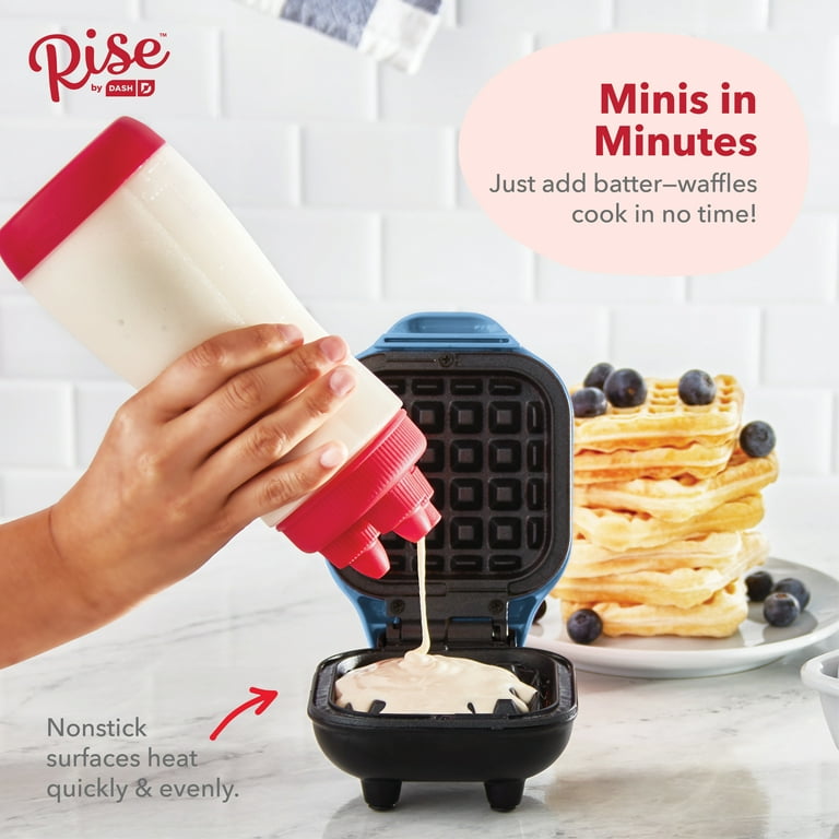 Rise by Dash Mini Waffle Maker for Individual Waffles, Hash Browns, Keto  Chaffles with Easy to Clean, Non-Stick,, 4 Inch, Square Waffle - Blue 