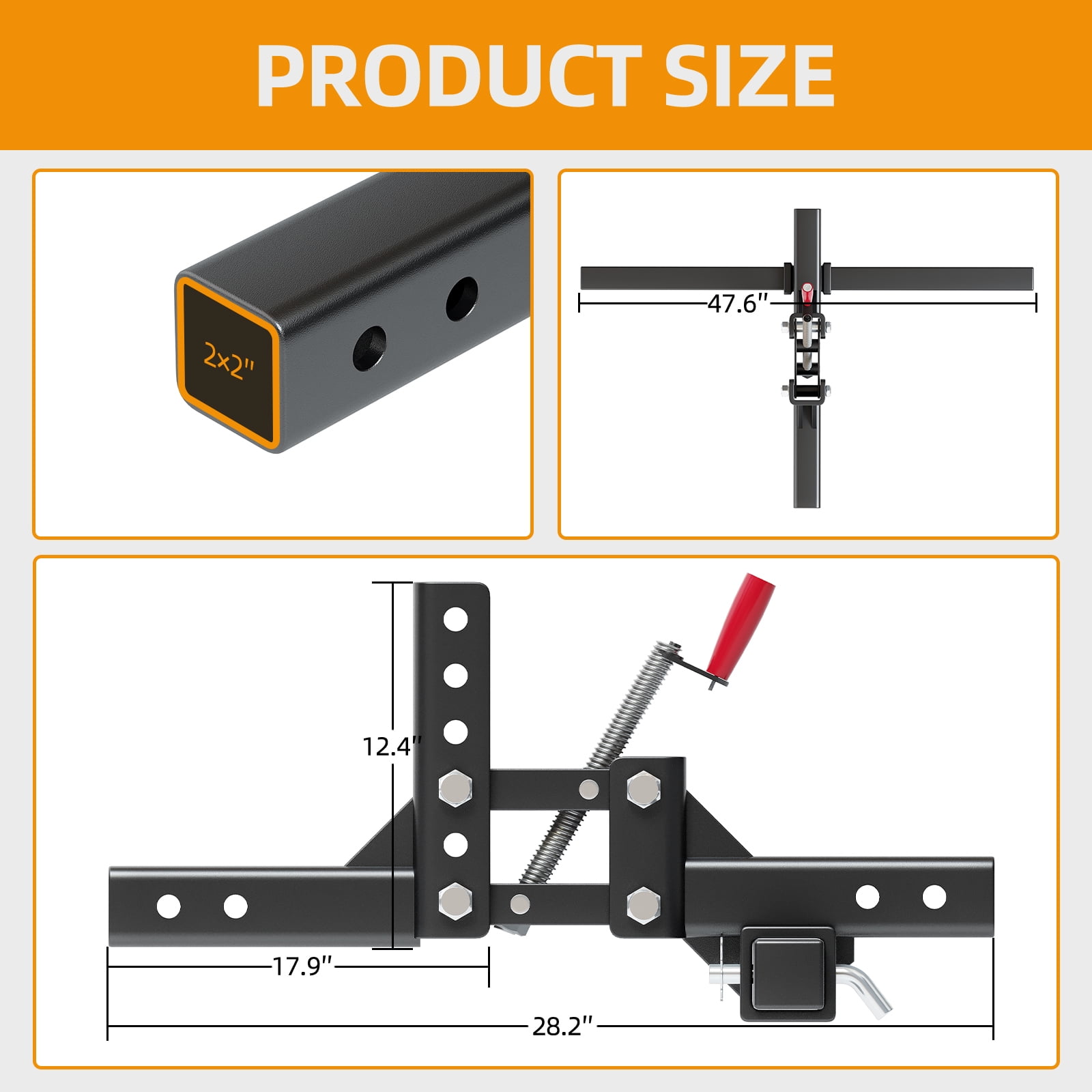 ATV/UTV Lift System Attachments,Manual Implement Lift 1-Point Implements Pro with 2" Receivers,Quick Attach Accessories for ATV,UTV,Tractors,50 Inches Width,Height Adjustments