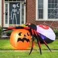 thumbnail image 2 of Costway 5 x 4.6 ft Inflatable Spider w/ Pumpkin LED Lighted Halloween Decoration w/ Colorful Rotating Light, 2 of 8