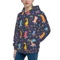 thumbnail image 2 of Pofeuu Cartoon Dinosaur Print Teenage Zipper Hoodie Sweatshirts Hooded Casual Jackets With Pocket For Boys Girls-Small, 2 of 6
