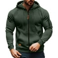 thumbnail image 2 of LODIENY Full Zip up Cargo Hooded Sweatshirts for Men Big and Tall Regular Fit Casual Fall Winter Long Sleeve Drawstring Hoodie Jacket Outwear Tops with Multi-Pockets Army Green XL, 2 of 8