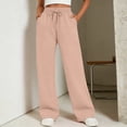 thumbnail image 2 of QASIEATN Women Fleece Baggy Sweatpants with Pockets Wide Straight Leg High Waist Joggers Pants Winter Clothes, 2 of 7
