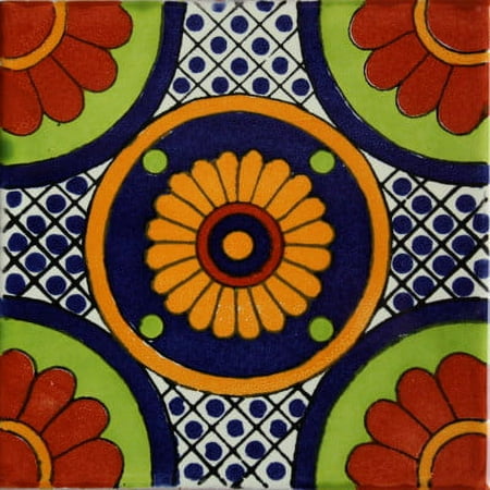 4.2x4.2 Bacanora Talavera Mexican Tile, Set of 9 pcs