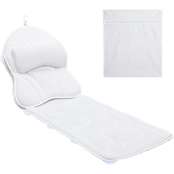 Luxury Spa Bath Pillow, Thick Full Body Cushion with Laundry Bag, Non-Slip Memory Foam for Head, Neck, Back Support, Ideal Women's Soaking Tub Gift