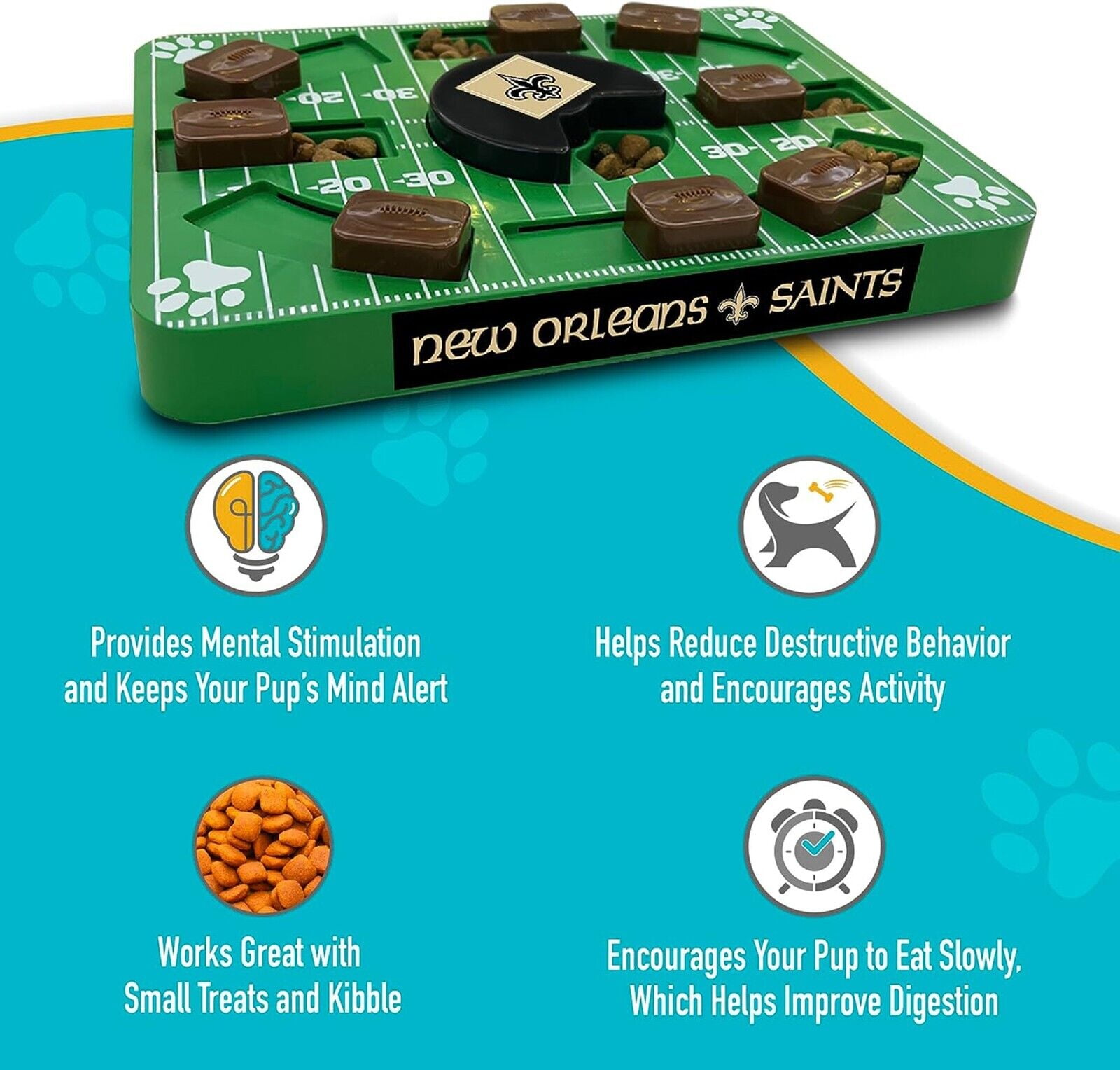 Pets First NFL New Orleans Saints Pets Puzzle Toy, Puzzle Treat Dog Toy, Interactive Dog Treat Toy