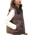 thumbnail image 4 of DAFPZW Womens Puffer Vest Sleeveless Zip Up Quilted Jacket Solid Color Winter Warm Padded Coats Turn Down Collar Vests, 4 of 9