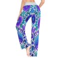 thumbnail image 6 of Women's Long Sleep Pants Home Pants Sleep Pants Wide-Leg Pants Design Elastic Fabric Casual Pants M Blue Watercolor Leaves, 6 of 7