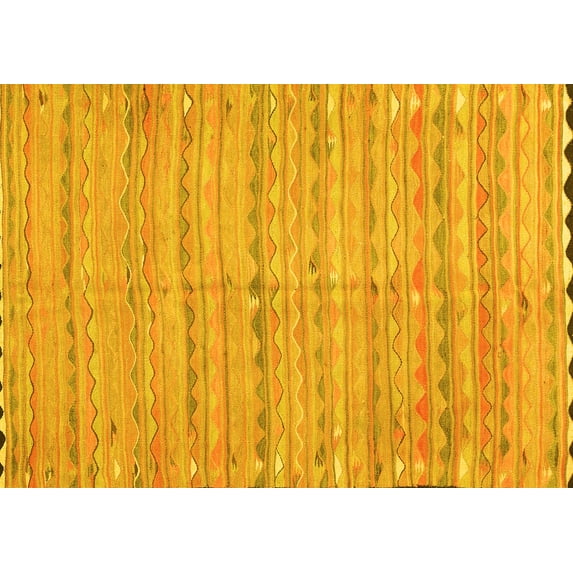 Ahgly Company Machine Washable Indoor Rectangle Southwestern Yellow Country Area Rugs, 2' x 4'