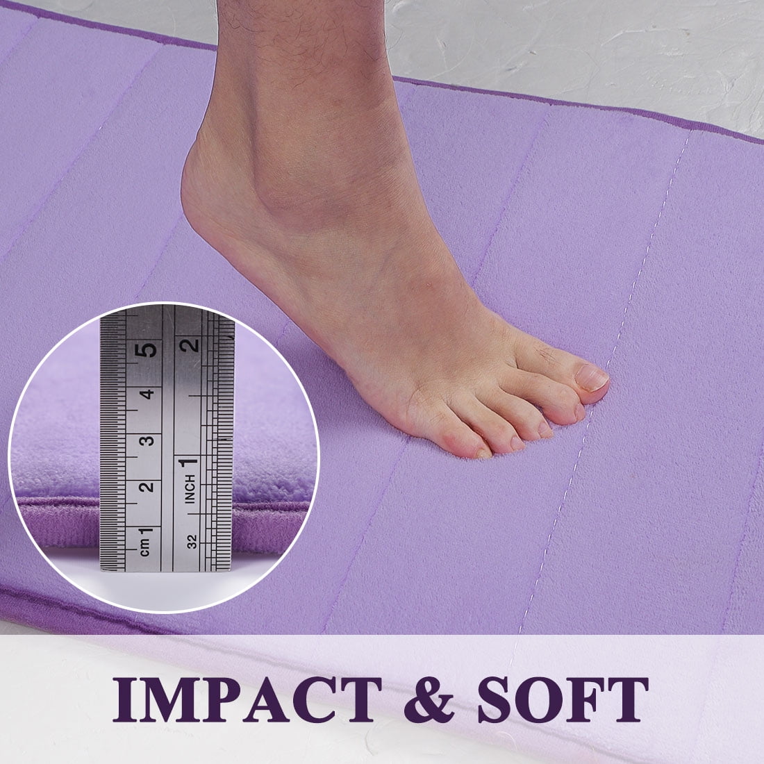 Unique Bargains Anti-slip Memory Foam Bath Floor Mat Area Runner Rug Light Purple 15.7"x47.2"