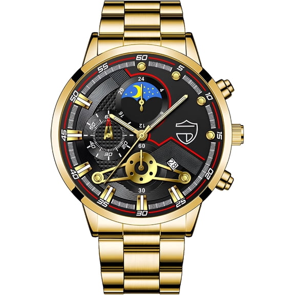 DESIGNICE Men'S Stainless Steel Watches: Analog Quartz Big Face Business Wrist Watches with Luminous Hands