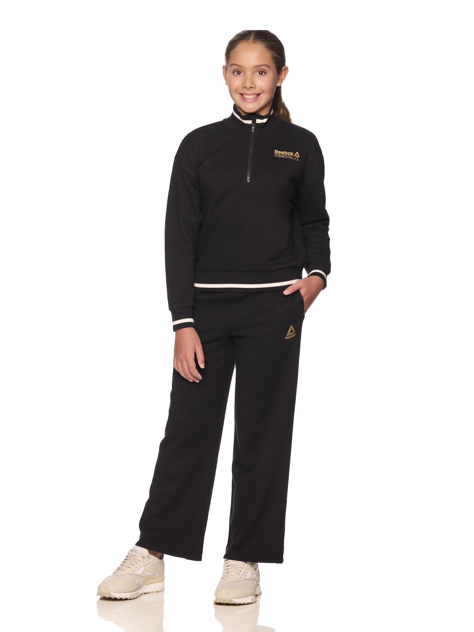 Reebok Girl’s Athletic Varsity Wide Leg Sweatpants, Sizes 4 – 18