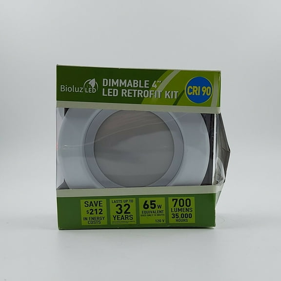 Bioluz LED 4-inch 10 Watt 90 CRI Dimmable LED Retrofit Recessed Lighting Fixture - 3000K LED Ceiling Light 650 Lumens Recessed Downlight UL-listed (non-beveled) (B409W-3K650-90)