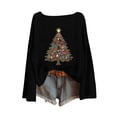 thumbnail image 2 of Craaazy Christmas Sweaters for Women Knitted Fall Winter Xmas Print Women Pullover Sweater Crew Neck Long Sleeved Christmas Print Graphic Festival Tops Gifts, 2 of 5