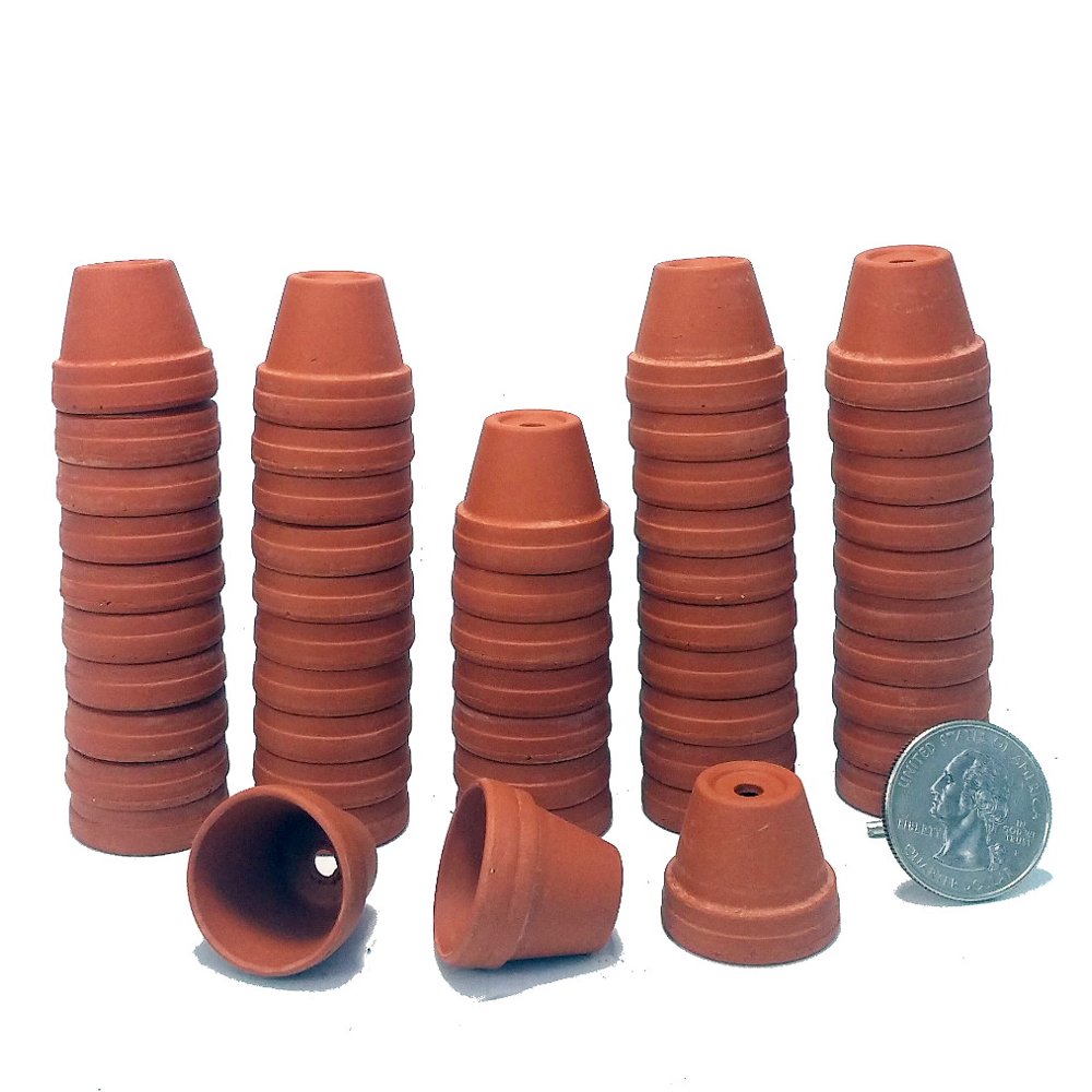 50 7/8" Thimble Size Clay Pots Great for Plants/Crafts/Fairy