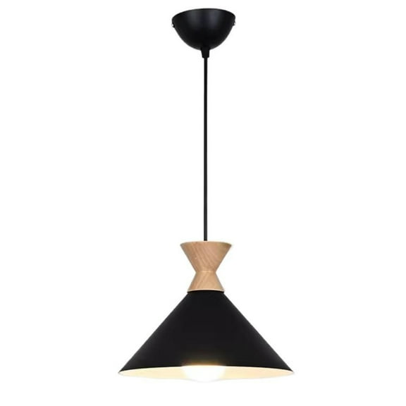Small Colorful Wood Metal Pendant Light Fixture for Over Kitchen Sink, Single Creative Simple Pendant Lighting, Nordic Retro Hanging Lamp, Modern Farmhouse Ceiling Chandelier for Dining Table