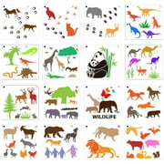 16 Pcs for Creative PET Painting Stencil Reusable Hollow-out Wild Drawing Template Set for Dra
