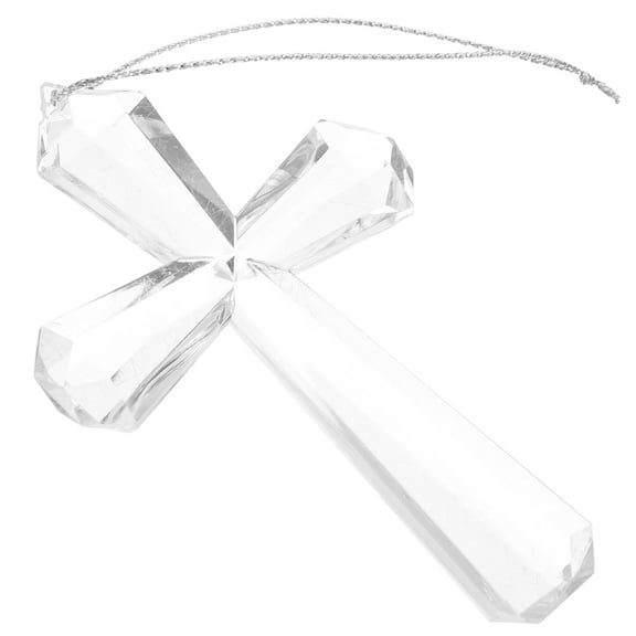 SEWCHICS 1Pcs Crystal Cross Christmas Tree Ornaments Clear Acrylic Pendant For Home 10.5X6.5X1.5In