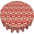 thumbnail image 3 of Valentines Day Heart Red Round Tablecloth 60 Inch Washable Reusable Table Cover Wrinkle Stain-Resistant for Kitchen Dinning Party Holiday Picnic, 3 of 6
