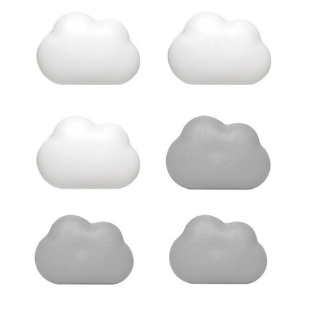 

6PCS Cloud Magnet Refrigerator Sticker Creative Magnetic Tape Refrigerator Message Decorative Magnetic Stickers White Grey