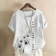 thumbnail image 2 of Vestidos Casuales Para Mujer, Blusas De Mujer De Moda Blusa informal de lino con cuello redondo, manga corta y botones para mujer, 2 of 4