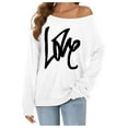 thumbnail image 2 of Women's Plus Size Casual Long Sleeve Off Shoulder Top Letter Print Comfortable Blouse Loose Fit Tunic Stylish Fall Fashion, 2 of 2