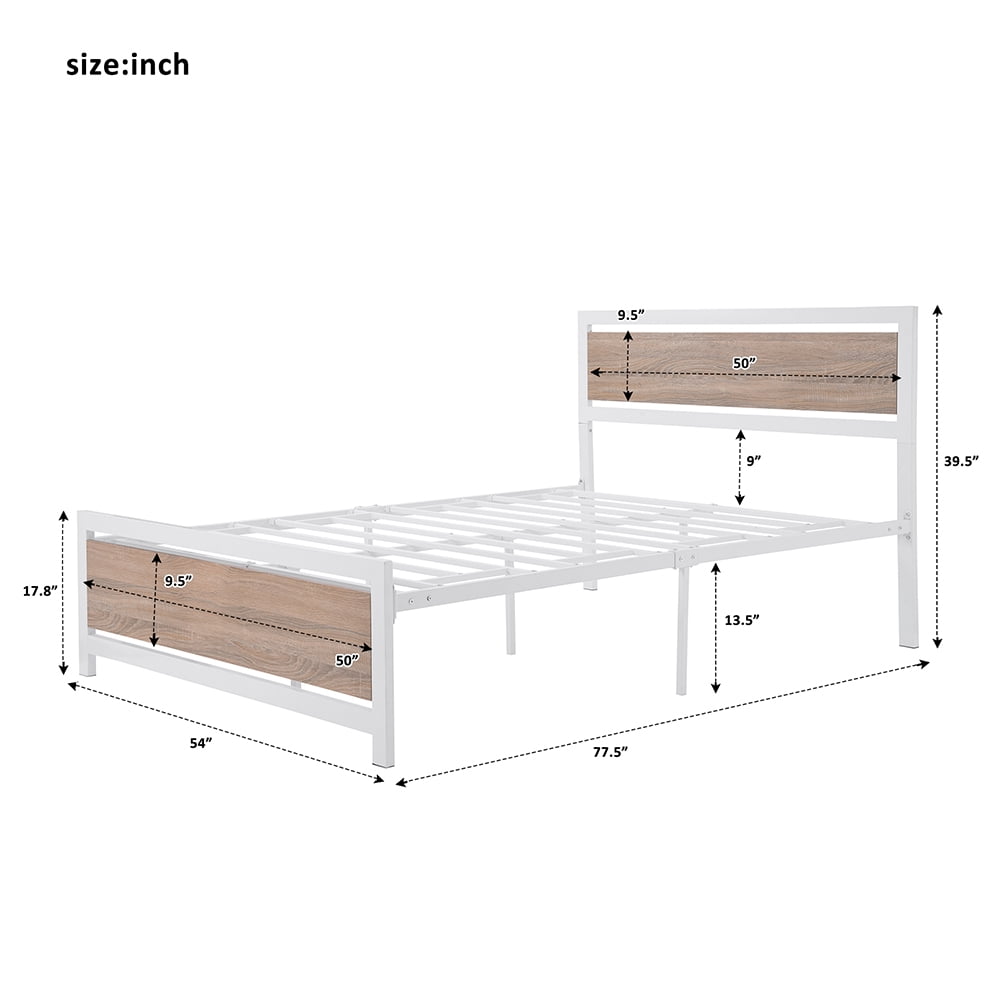 Lowestbest Classic Industrial Style Bed Frame, Metal and Wood Bed Frame with Headboard and Footboard, Full Lowestbest Classic Industrial Style Bed Frame, Metal and Wood Bed Frame with Headboard and Footboard, Full