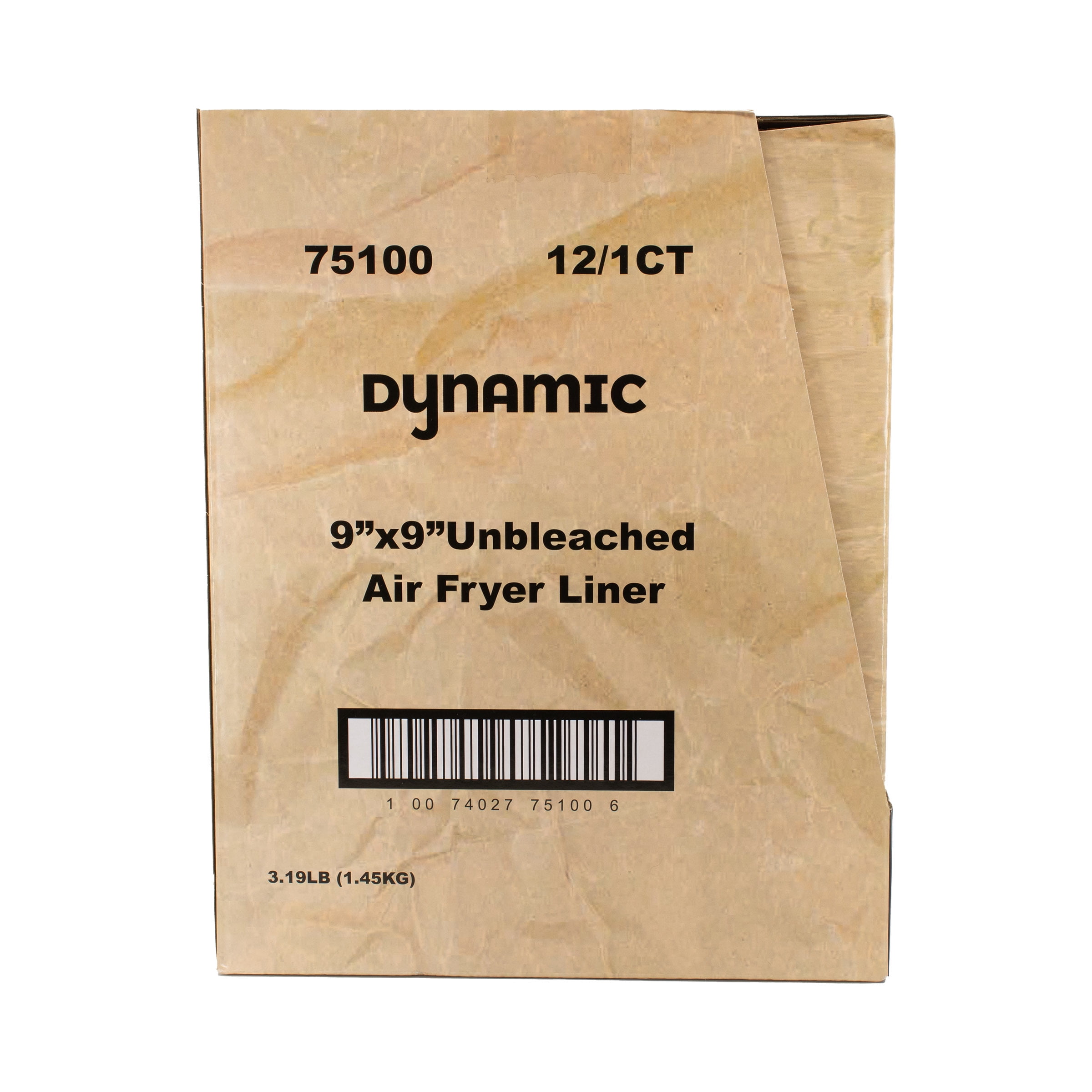 Dynamic Unbleached Air Fryer Paper Liners, 9 x 9 Inch Square, PFAS-Free, 600 Sheets Total (50 Sheets per Pack, 12-Pack)
