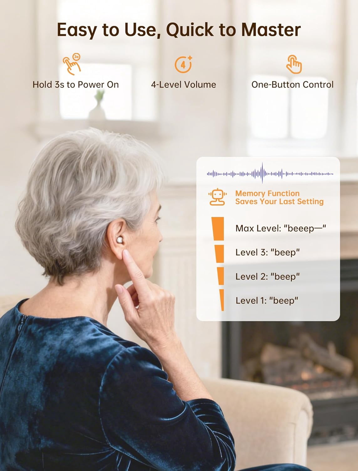 Hearing Aids for Seniors, Nearly Invisible Rechargeable Hearing Aids, 100+ Hours of Charging Case Usage, Super-Mini Invisible Design, Comfort Fit in Ear Canal, AI Noise Cancellation and Clear Sound