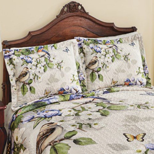 Birds and Blooms Quilted Pillow Sham