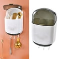 thumbnail image 3 of 3 Compartments Large Capacity Draining Utensil Storage Box With Cover Kitchen Utensil Holder for Countertop,Wall Mounted Chopsticks Holder Dust Prevention[White], 3 of 9