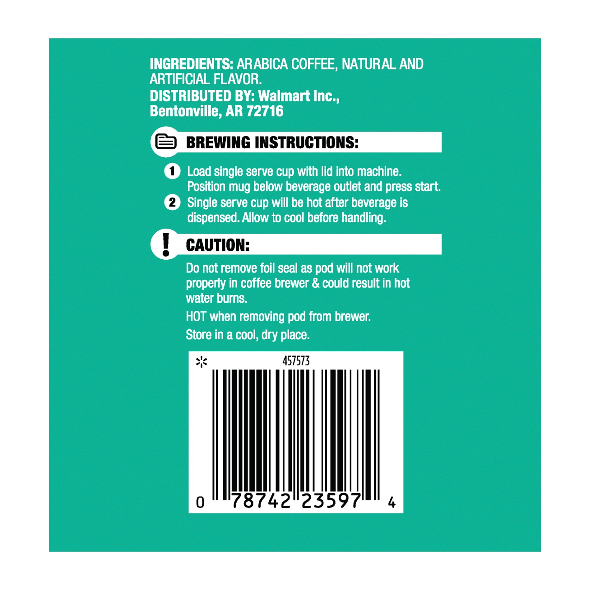 (6 pack) Great Value 100% Arabica Toasted Coconut Light Roast Arabica Coffee Pods, 12 Count
