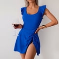 thumbnail image 2 of LYMAYTER One-Piece Swim Dress for Women Ruffle Swim Dress Skirt Crew Neck Wrap Bathing Suit S-2XL, 2 of 10