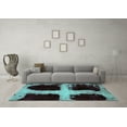 thumbnail image 3 of Ahgly Company Machine Washable Indoor Rectangle Abstract Turquoise Blue Modern Area Rugs, 8' x 10', 3 of 4